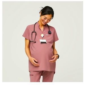 Figs Maternity Scrub Set - Kitale top and Zamora jogger pants in Mineral Mauve